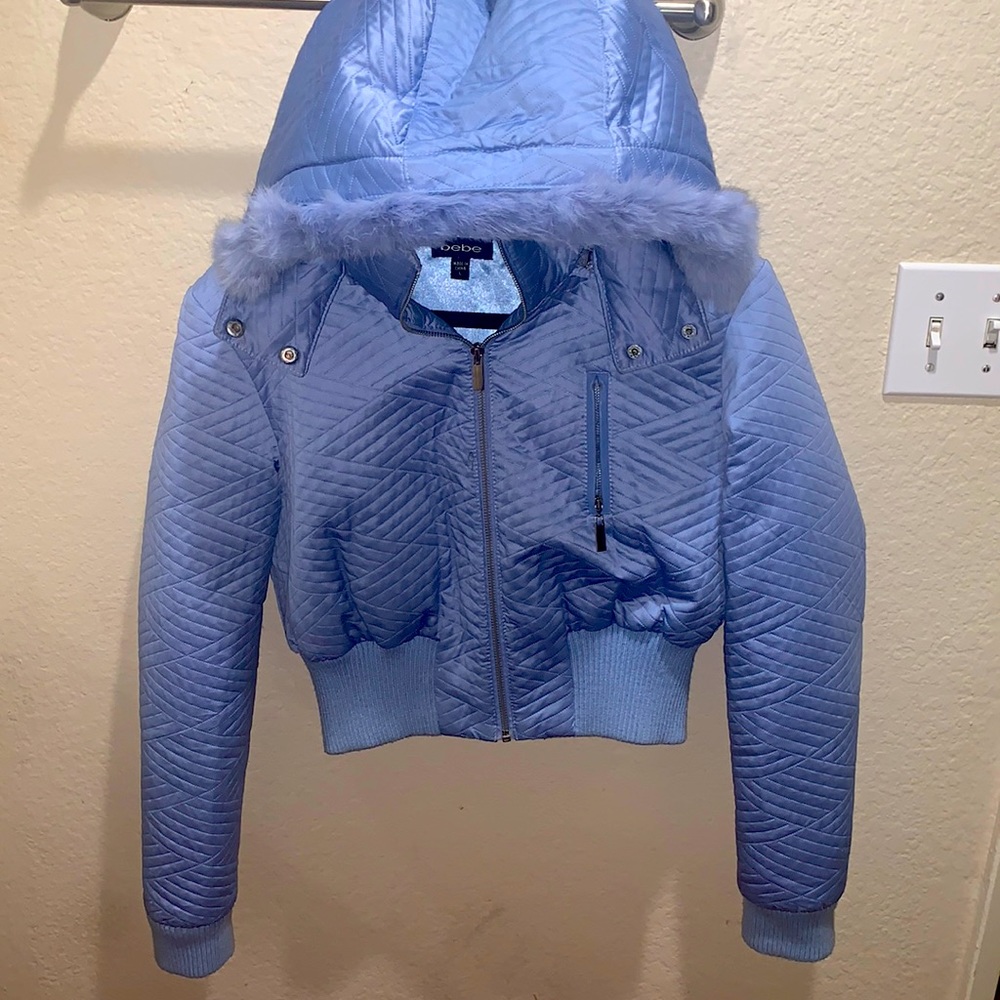 Bebe  Blue Rabbit Fur Hood